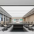 Modern Conference Room Interior With Long Conference Table Office Chairs Large Screen And Wooden Walls