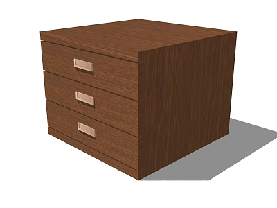 Simple Wooden Nightstand With Three Drawers And Metal Handles For Bedroom Use 3d model