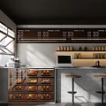 Modern Cafe Interior With Menu Board Pastry Display Case And Bar Stools At Counter