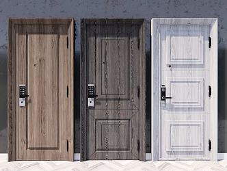 Modern swing door wooden door solid wooden door single door 3d model