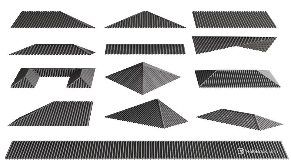 Various Architectural Components With Different Geometric Shapes And Striped Texture Designs 3d model 