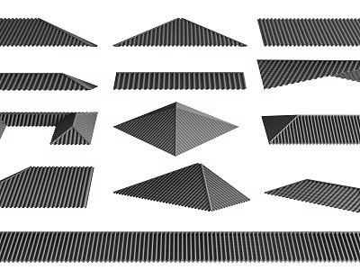 Various Architectural Components With Different Geometric Shapes And Striped Texture Designs 3d model