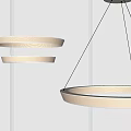 Three Modern White Circular Pendant Lights Hanging In Interior Design 3d model