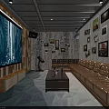 Modern KTV Room With Large Screen Leather Sofas Framed Art Wood Metal Walls And Lighting