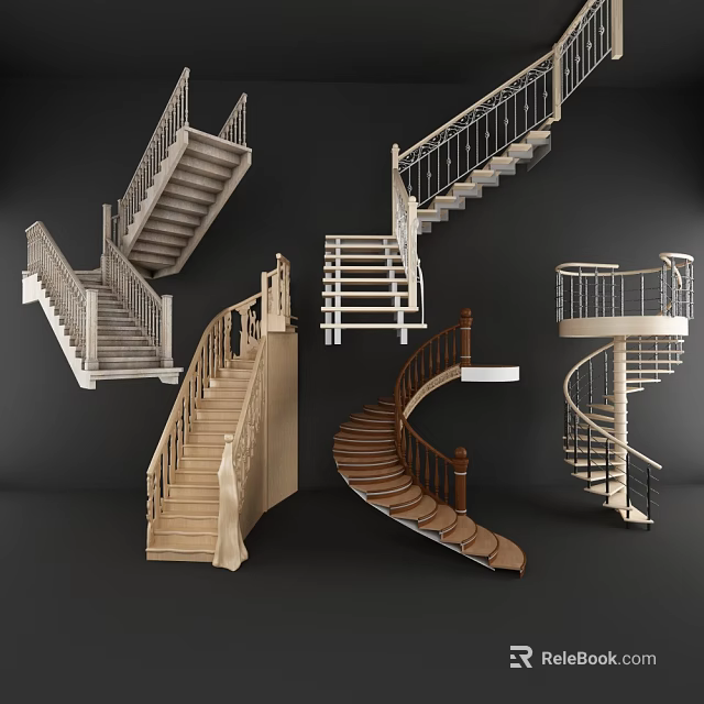 Spiral Staircase Designs With Various Styles And Materials For Interior Spaces 3d model