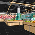 Modern Supermarket Department Store Featuring Fruit Vegetable Displays Neat Shelves Bright Lighting And Open Layout