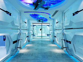 Modern Corridor Theme Hotel Space Capsule Theme Hotel 3d model