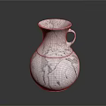 Decorative Marble Texture Vase With Handle For Modern Home Decoration 3d model