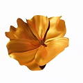 Golden Flower with Soft Shiny Petals and Red Center in Close Up Shot