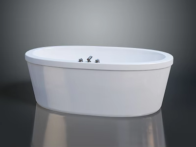 Modern White Oval Bathtub With Faucet Drain And Sleek Design 3d model