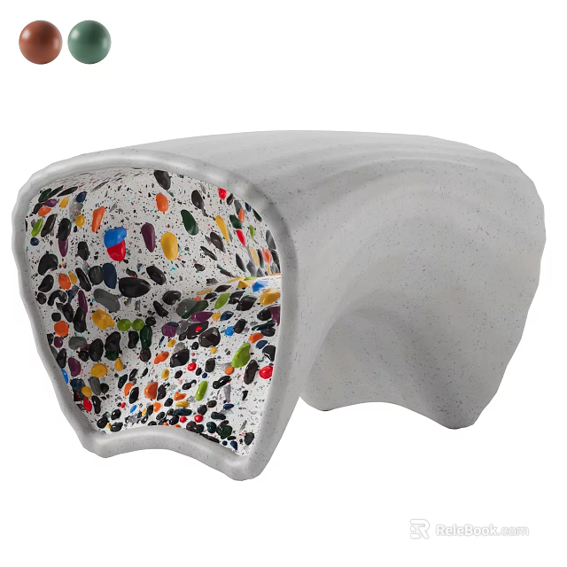 White Curved Coffee Table With Colorful Particle Interior And Smooth Surface 3d model 
