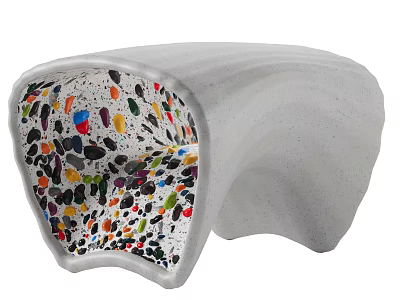 White Curved Coffee Table With Colorful Particle Interior And Smooth Surface 3d model