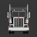 Gray Red And White Heavy Duty Truck 3D Model With Cab And Exhaust Pipes