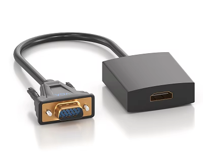 VGA to HDMI Adapter Computer Accessory for Connecting Displays with Black Design and Durable Cable 3d model