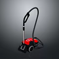 Red Vacuum Cleaner With Black Handle And Hose Bottom Wheels Design