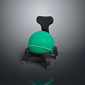 Green Exercise Ball with Black Stand and Rolling Wheels for Fitness Training