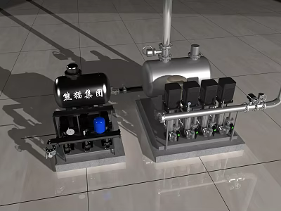 Stainless Steel Industrial Equipment With Mechanical Pump System And Pipeline Components 3d model