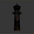 Vintage Black Fire Hydrant With Red Accents And Classic Design
