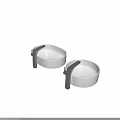 Modern Minimalist Washbasins Mounted On Gray Countertop With Silver Faucets In Bathroom