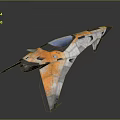 Futuristic Sleek Aircraft With Orange Gray Color Scheme And Blue Cockpit Design