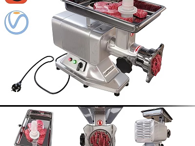 Stainless Steel Electric Meat Grinder With Removable Tray And Grinding Blade 3d model