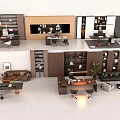 Modern Open Office Interior With Desks Sofa Lounge Bookshelves And Green Plants