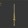 Traditional Decorative Sword With Long Slender Blade Golden Ornaments And Red Wrapped Hilt
