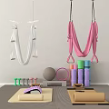 Public Yoga Fitness Facility With Hammocks Mats Dumbbells And Exercise Balls