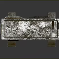 Rusty Metal Electronic Appliance With Industrial Grill Design And Support Legs