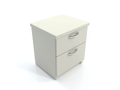 White Bedside Table With Two Drawers And Silver Handles Simple Modern Design 3d model