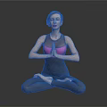 Woman in Lotus Yoga Pose With Hands Namaste Wearing Black Pink Activewear on Gray Background