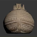 Carved Sculptural Pottery Jar With Lid Handles And Intricate Circular Patterns