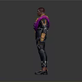 Man In Futuristic 3D Model Design With Purple Pink Outfit And Yellow Orange Shoulder Armor