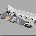 Modern Interior Design Layout With Multi Functional Areas Furniture And People Activity