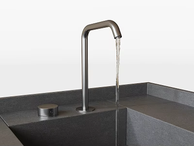Modern Kitchen Faucet Stainless Steel Design On Granite Sink Countertop Surface 3d model