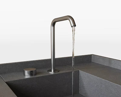 Modern Kitchen Faucet Stainless Steel Design On Granite Sink Countertop Surface 3d model