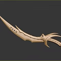 Golden Curved Weapon With Sharp Blade Ornate Hilt And Unique Design