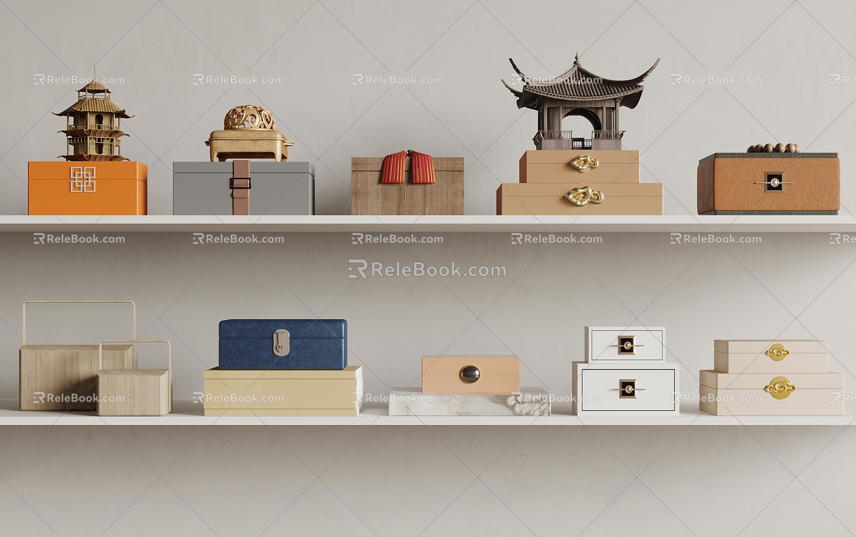 New Chinese Storage Box Box Storage Box 3d model