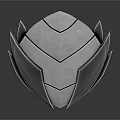 Silver Geometric Metal Armor Piece With Streamlined Cut Surfaces And Futuristic Design