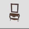 Elegant Vintage Wooden Dressing Table With Framed Mirror And Carved Legs