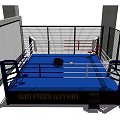 Professional Boxing Ring With Blue Mat White Ropes And Fencing For Fitness Training