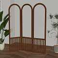 Retro Middle Ancient Screen Middle Ancient Screen Wooden Screen Rattan Screen 3d model