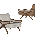 Modern Accent Chairs With Light Beige And Brown Upholstery Wooden Frame And Woven Armrests