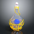 Medical Device With Transparent Bottle Blue Sphere Inside Yellow Support Structure And White Top Chain
