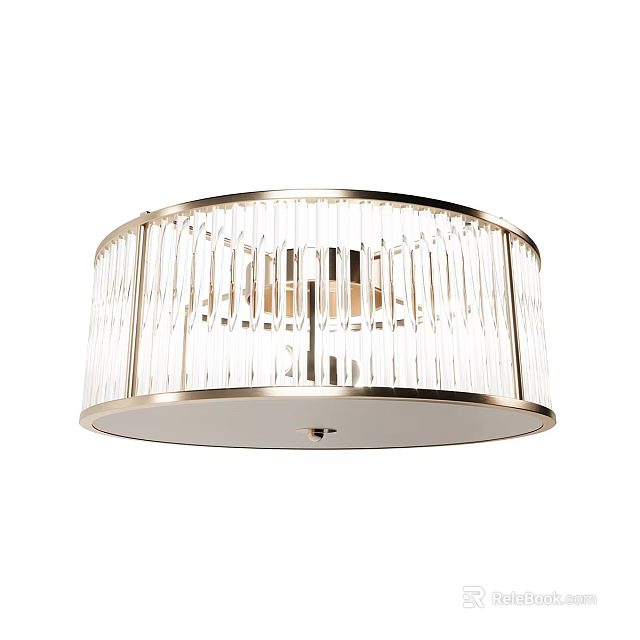 Round Ceiling Light With Modern Metal Frame And Crystal Decorative Elements 3d model