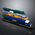 CSX Model Train Locomotives Stacked in Green Yellow Blue Colors