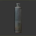 Grey Old Gas Cylinder With Valve And Red Base For Industrial Equipment