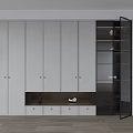 Modern Wardrobe Design With White Cabinetry Glass Door Drawers And Storage Space