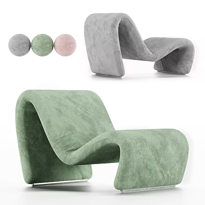 Stylish Gray Green Pink Round Inflatables And Curved Inflatable Chairs 3d model