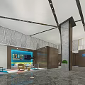 Modern Hotel Lobby Interior With Sofa Reception Area And Marble Floor 3d model